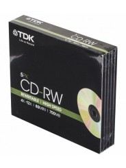 Диск TDK CD-RW 700Mb slim/5