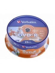 Verbatim DVD-R диски 4,7GB 16X CB/25 Full Ink printable 