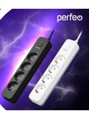 Perfeo сетевой фильтр "POWER STREAM", 2500W, 5,0м, 4 розетки, черный.