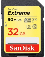 Карта памяти SDHC 32Gb SanDisk Extreme (Class 10, UHS-I U3 90/40MB/s) V30