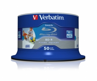 Verbatim BD-R Data life 25 Gb 6X CB/50 WHITE INKJET printable