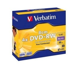 Диск для видеокамеры Verbtim DVD+RW 8 cm 1,4GB 4X 30 min Jewel case