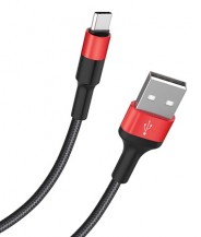 HOCO X26/ USB кабель Type-C/ 1m/ 2A/ Нейлон/ Black＆Red