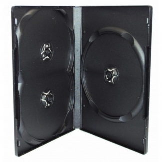 Коробка для 3-х дисков DVD box 14 mm чёрная глянцевая