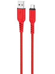 HOCO X59/ USB кабель Micro/ 1m/ 2.4A/ Нейлон/ Red