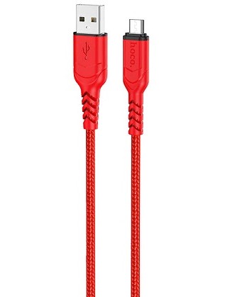 HOCO X59/ USB кабель Micro/ 1m/ 2.4A/ Нейлон/ Red