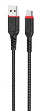 HOCO X59/ USB кабель Type-C/ 1m/ 2.4A/ Нейлон/ Black