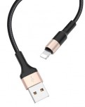 HOCO X26/ USB кабель Lightning/ 1m/ 2A/ Нейлон/ Black＆Gold