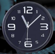 Perfeo Настенные часы "PF-WC-001", круглые д. 20 см, чёрный корпус / чёрный циферблат