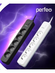 Perfeo сетевой фильтр "POWER STREAM", 2500W, 5,0м, 5 розеток, белый.