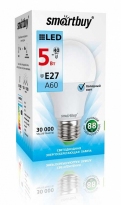 Лампа светодиодная SMARTBUY A60-5W-220V-4000K-E27 (белый свет)