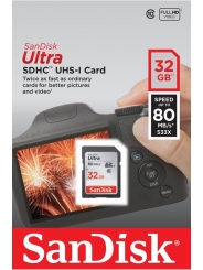 Карта памяти SDHC 32GB  Sandisk Class 10 Ultra UHS-I  80MB/s			