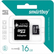 MicroSD 16GB  Smart Buy Class 10 +SD адаптер			