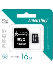 MicroSD 16GB  Smart Buy Class 10 +SD адаптер			