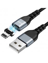 HOCO U96/ USB кабель Lightning/ Магнитный: данные + зарядка/ 1.2m/ 2.4A/ Нейлон/ Black
