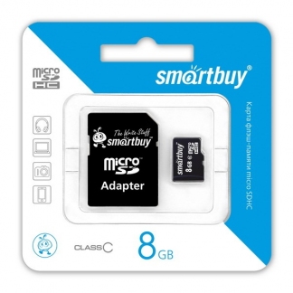MicroSD  8GB  Smart Buy Class 4 +SD адаптер