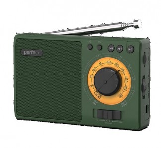 Perfeo радиоприемник аналоговый,всеволновый ЗАРЯ/ MP3/ питание 18650/зеленый(i10GR)