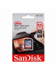 Карта памяти SDXC 64GB  Sandisk Class 10 Ultra UHS-I  80MB/s