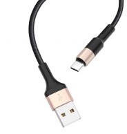 HOCO X26/ USB кабель Type-C/ 1m/ 2A/ Нейлон/ Black＆Gold