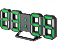 Perfeo LED часы-будильник "LUMINOUS 2", чёрный корпус / зелёная подсветка (PF-6111)