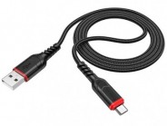 HOCO X59/ USB кабель Micro/ 1m/ 2.4A/ Нейлон/ Black