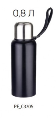PERFEO Термос для напитков с глухой пробкой, ситечком, ремешком, объем 0,8 л., черный (PF_C3705)