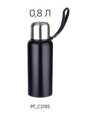 PERFEO Термос для напитков с глухой пробкой, ситечком, ремешком, объем 0,8 л., черный (PF_C3705)