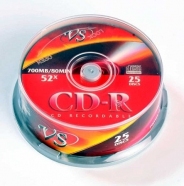ДИСКИ VS CD-R 80 52X CB/25 INK PRINT