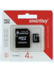 MicroSD  4GB  Smart Buy Class 4 +SD адаптер