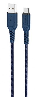 HOCO X59/ USB кабель Type-C/ 1m/ 2.4A/ Нейлон/ Blue